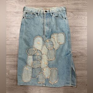 Cosmic‎ Wonder Stylish Denim Skirt with Unique Patchwork